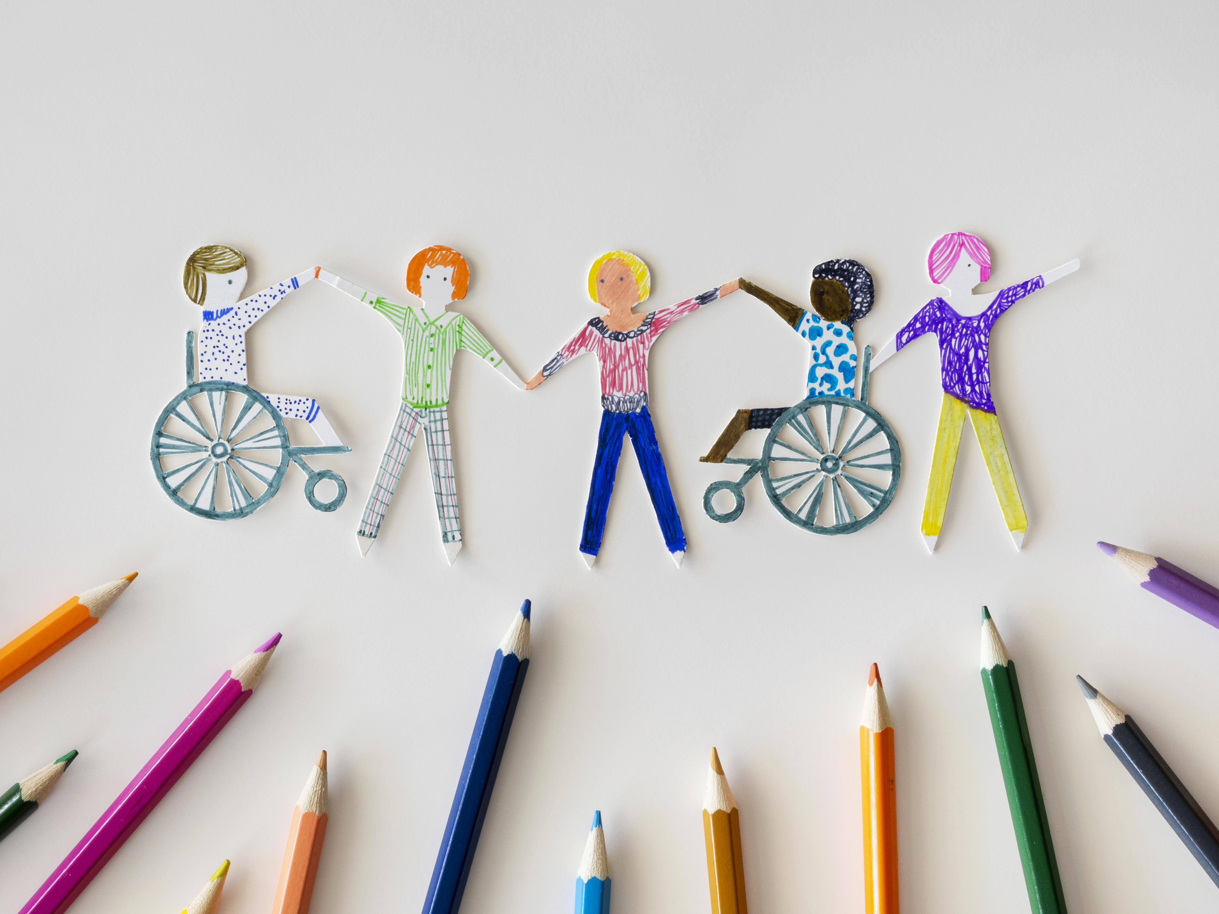 Diverse community figures holding hands representing inclusion